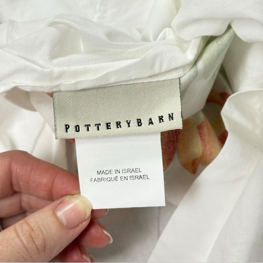Pottery Barn White Botanical Floral Red Lily Cotton Standard Shams Set of 2 - Picture 5 of 8